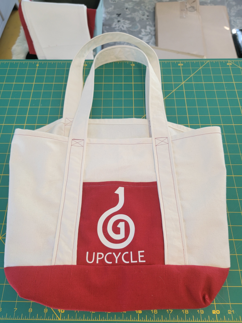 Tote bag of upcycled materials